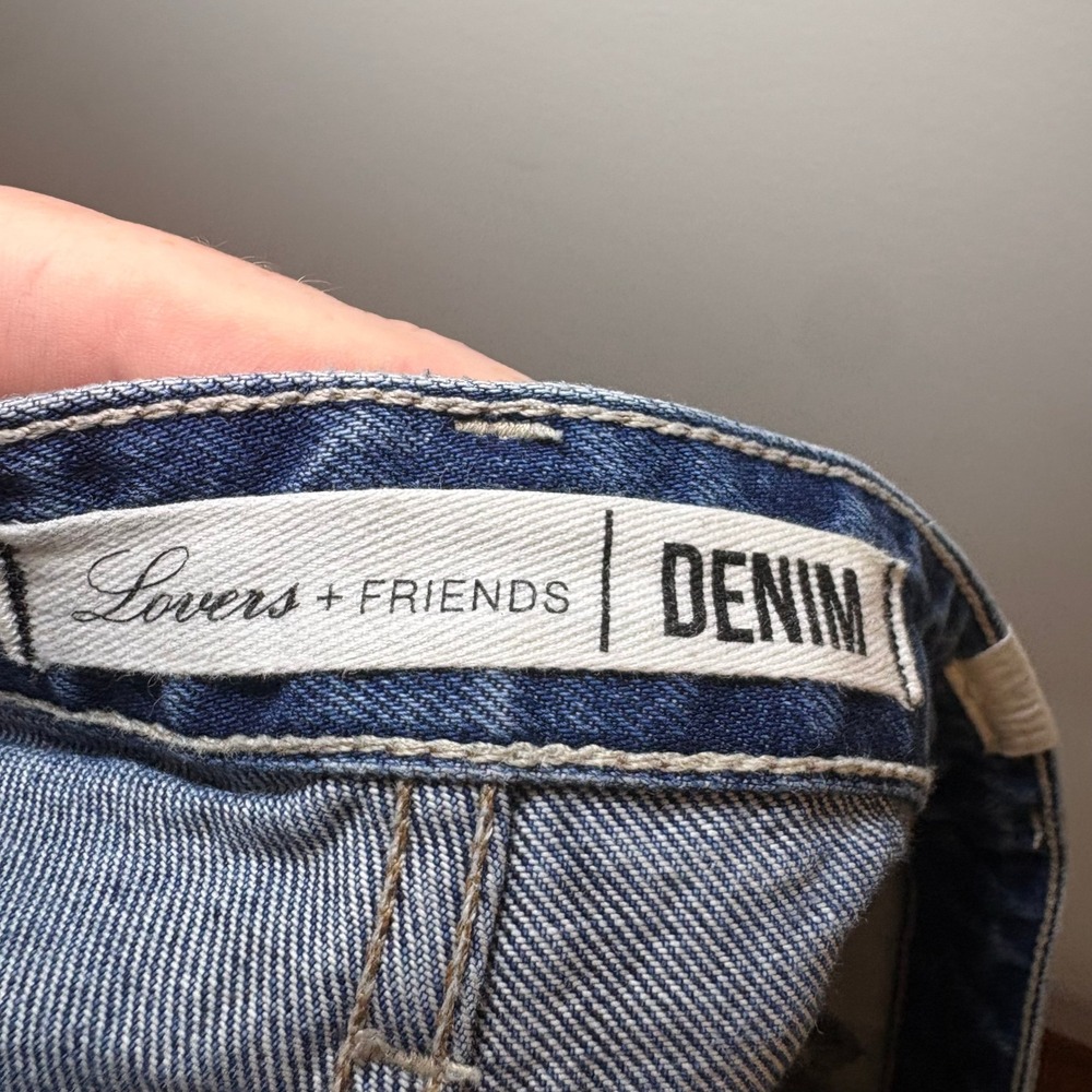 Lovers + Friends REVOLVE Ryan High Rise Distressed Denim Shorts Blue Size 26 - Picture 5 of 14